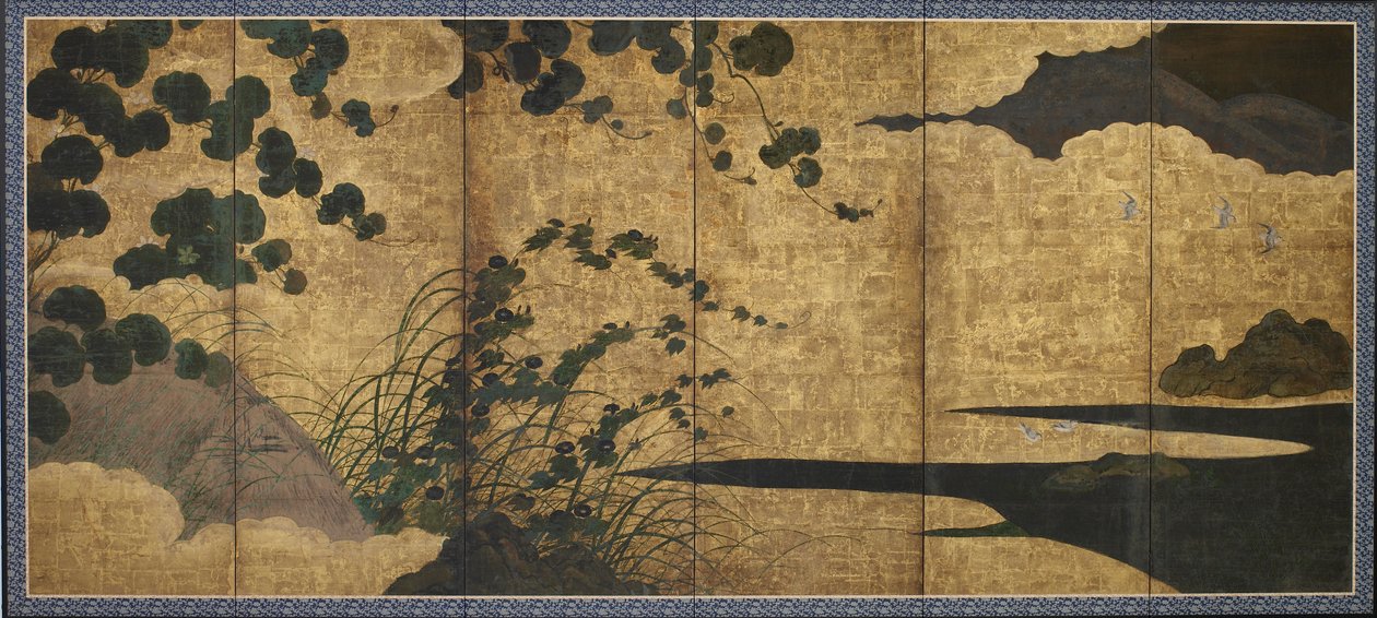 Paesaggio con viti fiorite, periodo Momoyama o Edo, inizio XVII secolo da Unbekannt