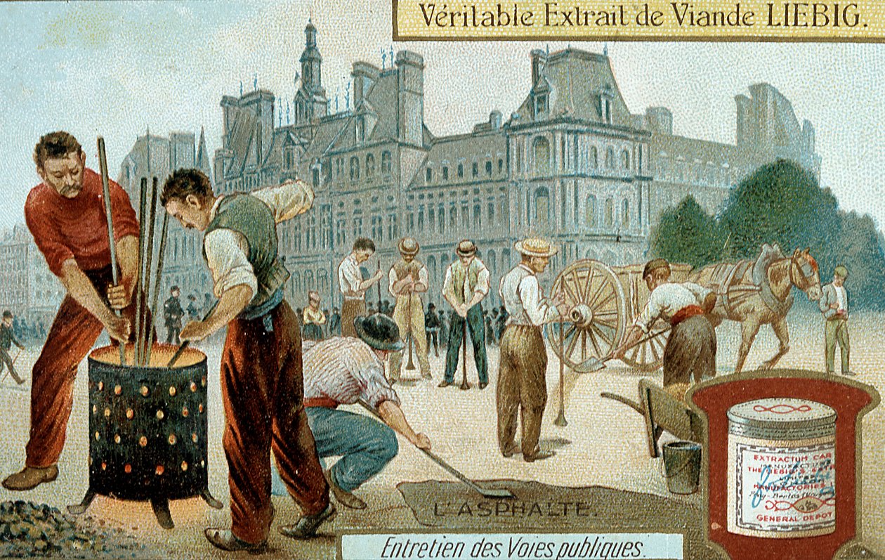 Posa di una superficie a base di asfalto in una strada di Parigi, c1900 da Unbekannt