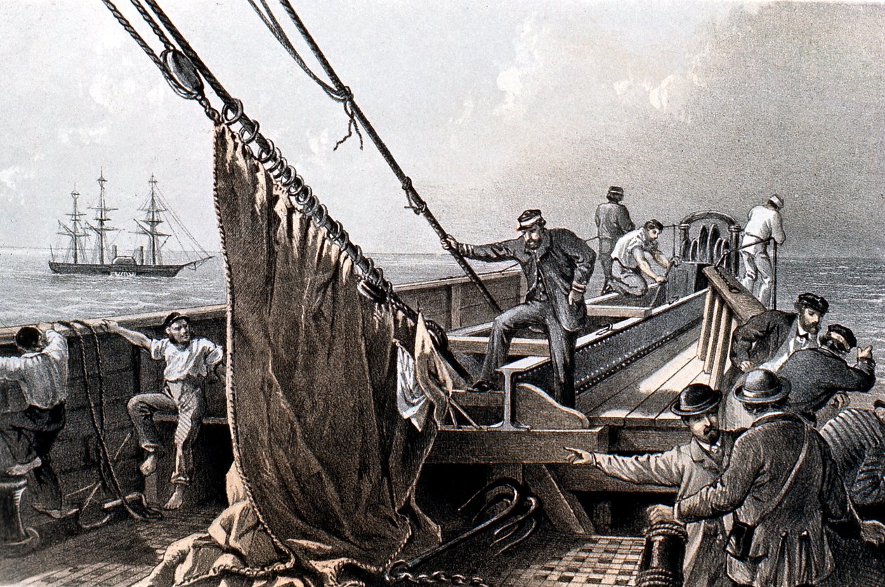 Posa del cavo telegrafico transatlantico, 1865 1866 da Unbekannt