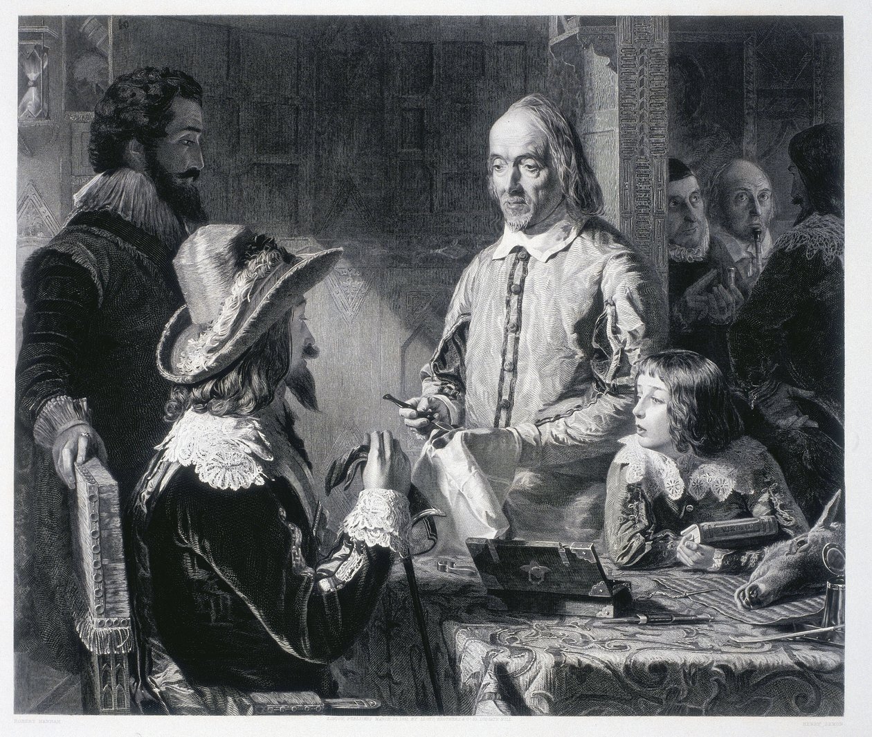 Il medico inglese William Harvey (1578-1637) mostra al re Carlo I Stuart d