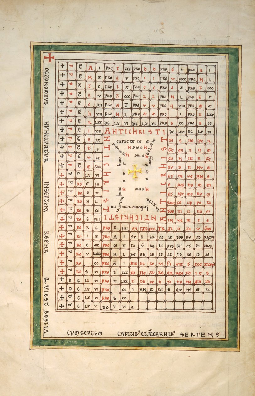 Foglia da un manoscritto di Beatus: Tavola dell