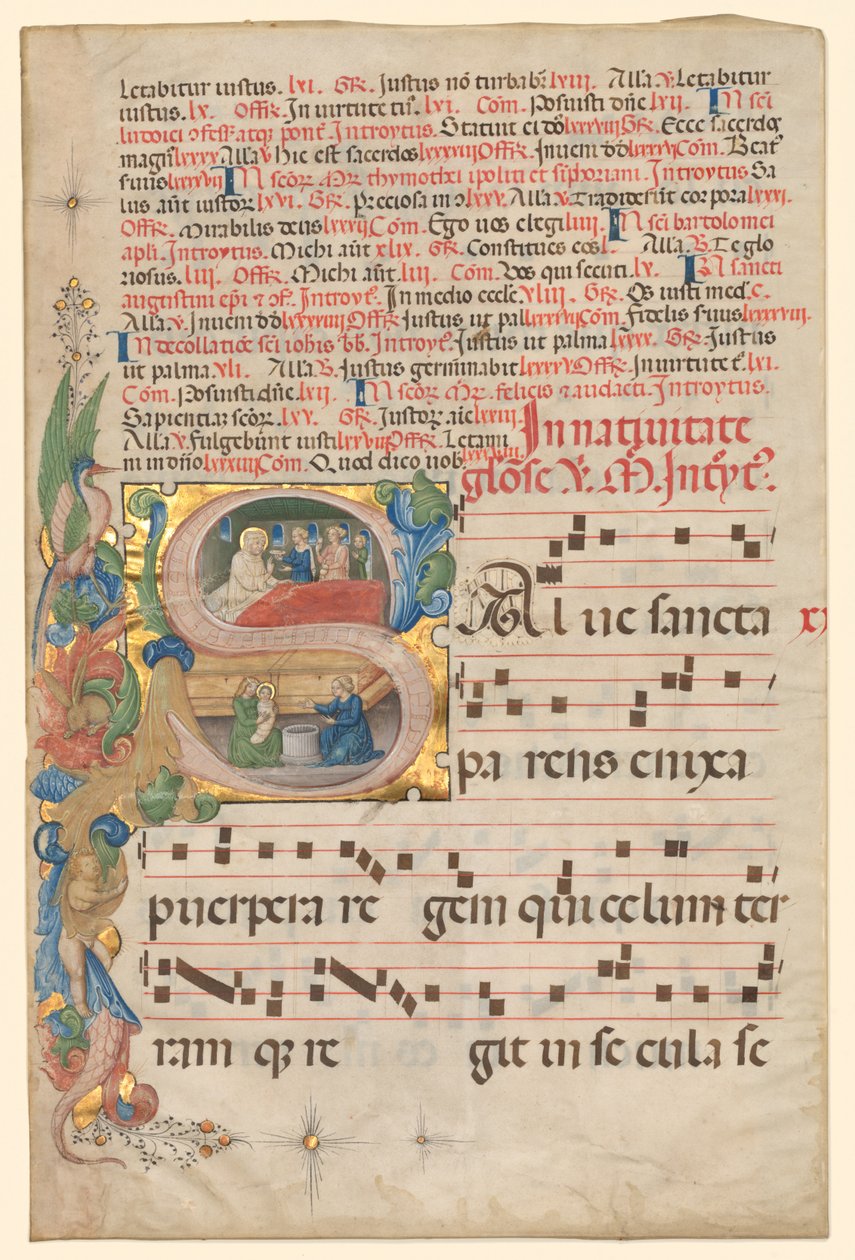Foglio da un Graduale: Iniziale istoriata S[alve Sancta Parens]..., c. 1420-1450 da Unbekannt