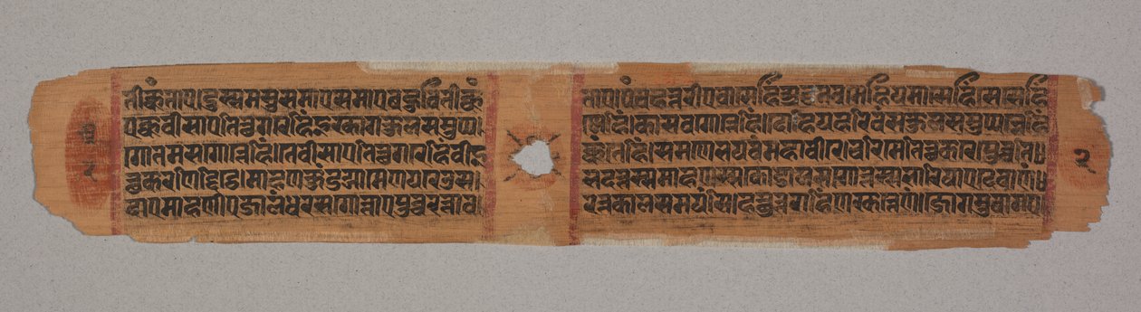 Foglio da un manoscritto Jain, Kalpa-sutra, testo che descrive la discesa di Mahavira nel grembo della donna Brahmana Devananda (verso) da Unbekannt Unbekannt