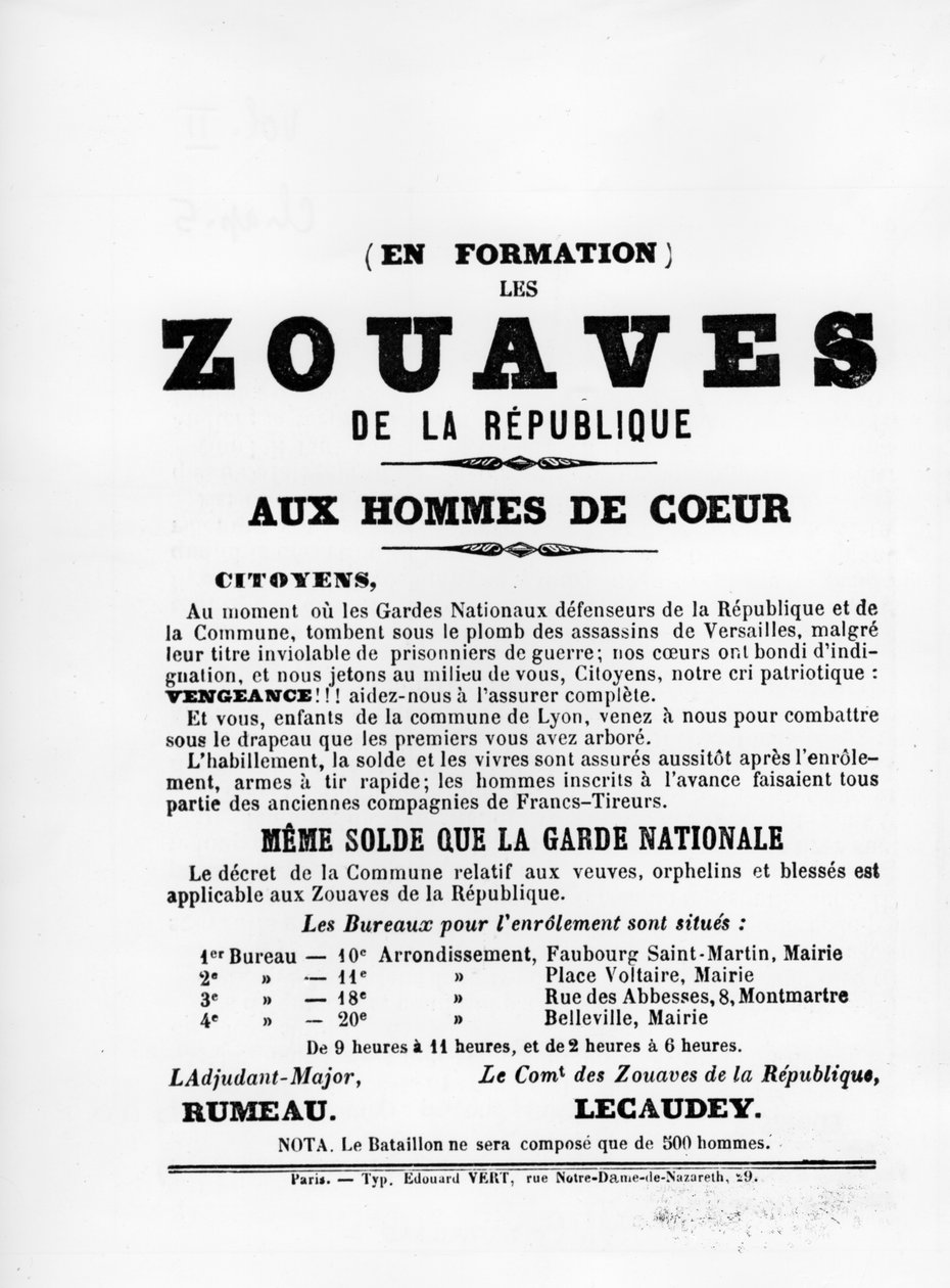 Les Zouaves, dai manifesti politici francesi della Comune di Parigi, maggio 1871 da Unbekannt