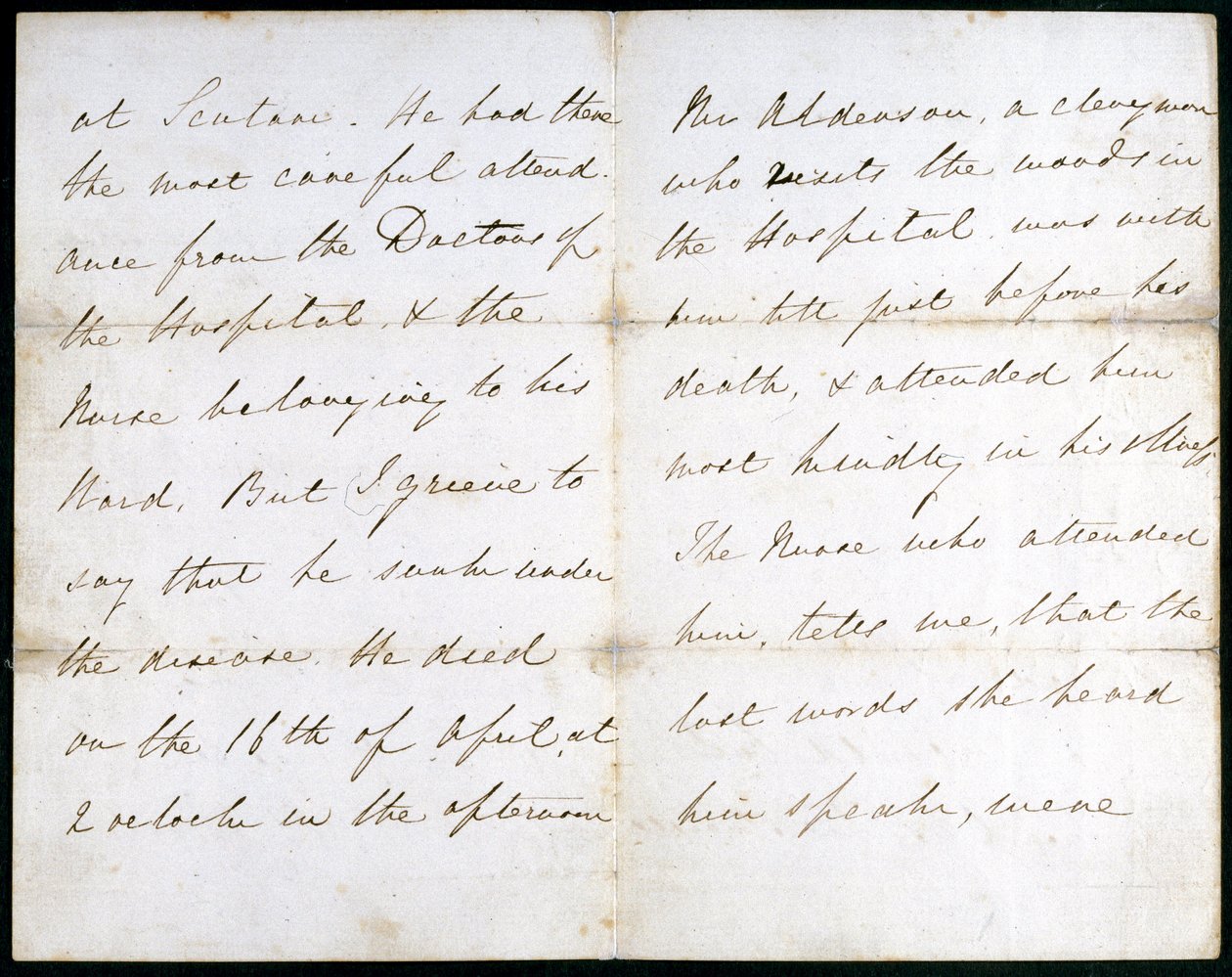 Lettera di Florence Nightingale, maggio 1856 da Unbekannt