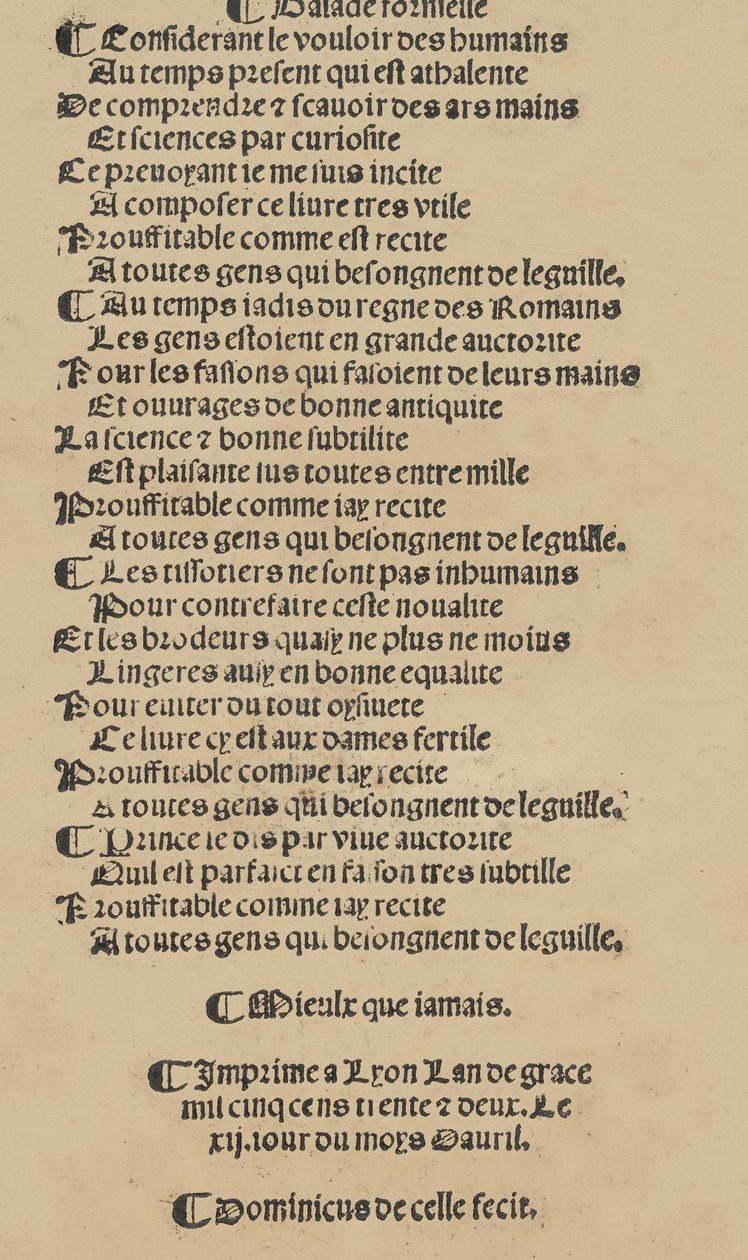 Libretto nuovamente composto per maestro Domenico da Sera...lavorare di ogni s..., 12 aprile 1532 da Unbekannt