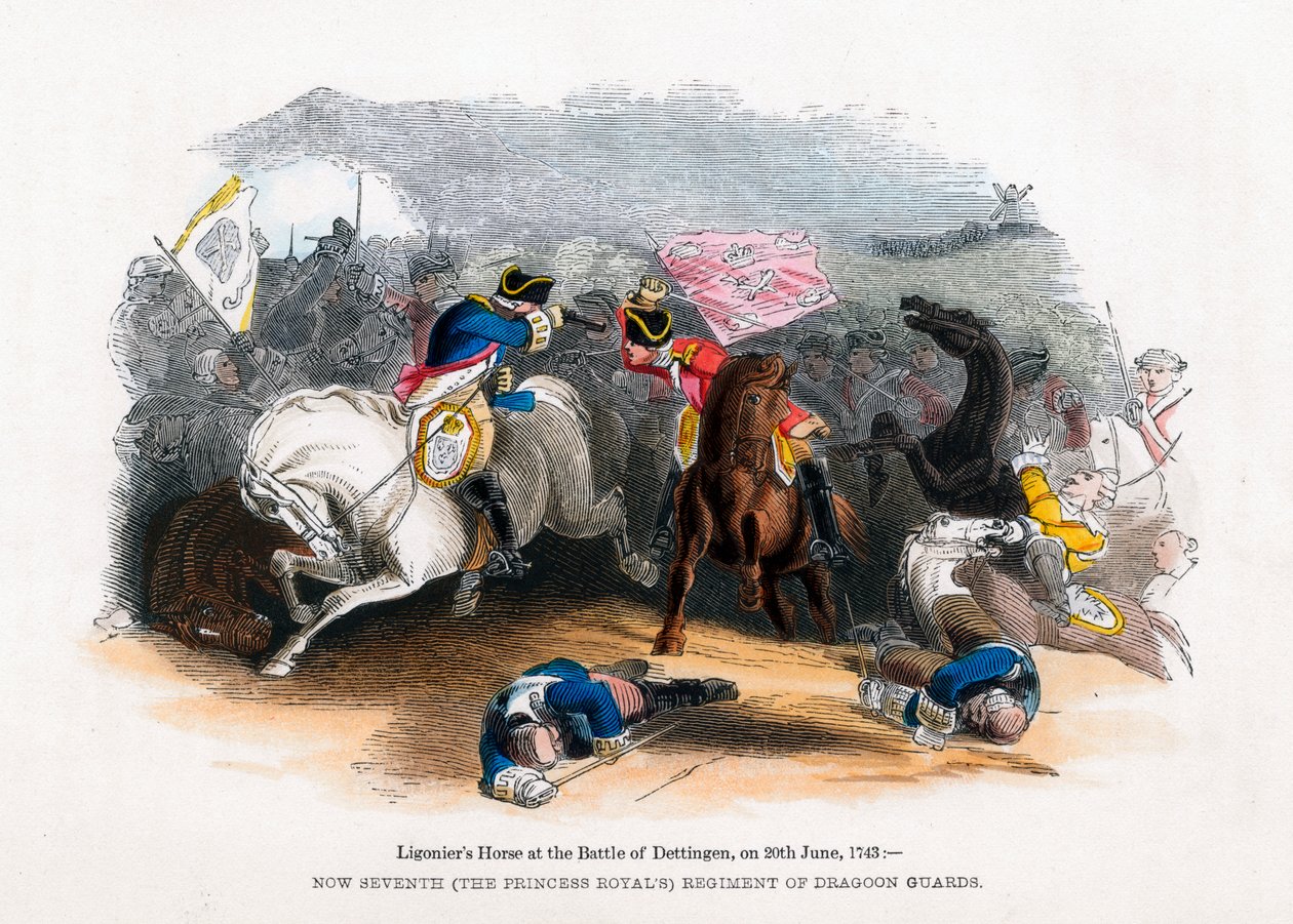 Il Cavallo di Ligonier alla Battaglia di Dettingen, 20 giugno 1743 da Unbekannt