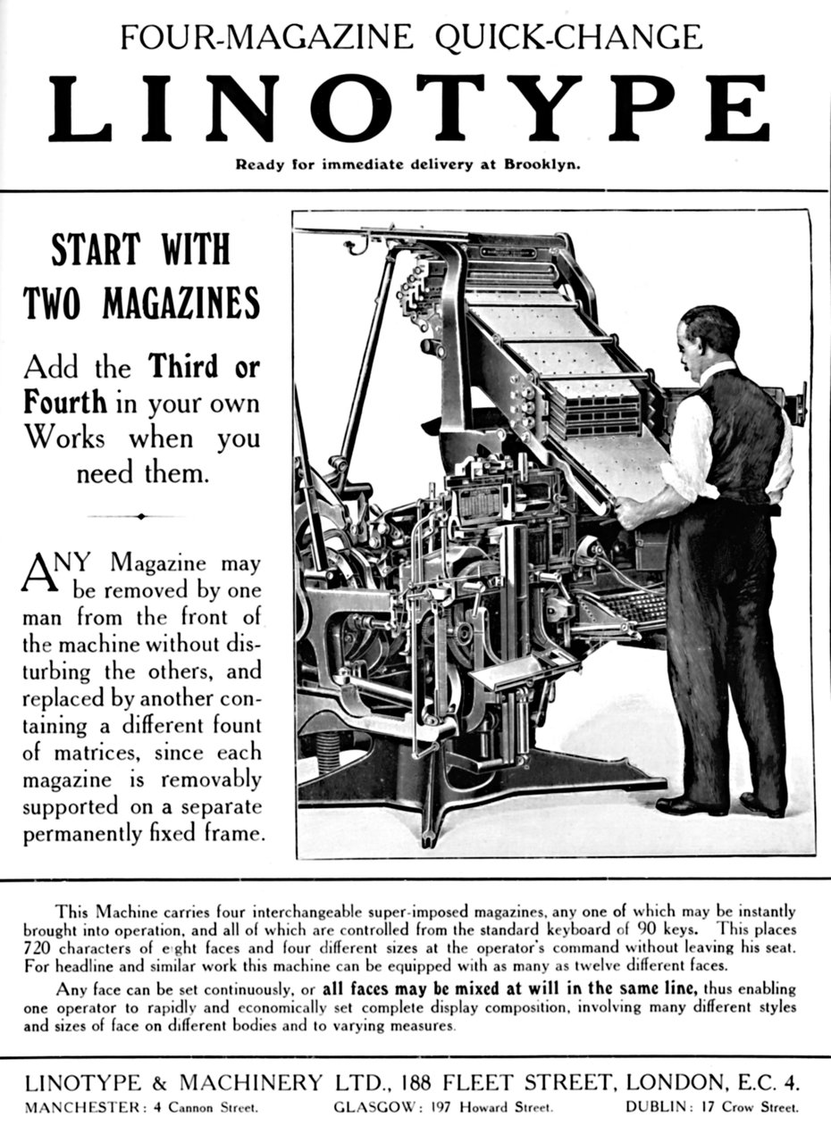 Annuncio di Linotype & Machinery Ltd. da Unbekannt