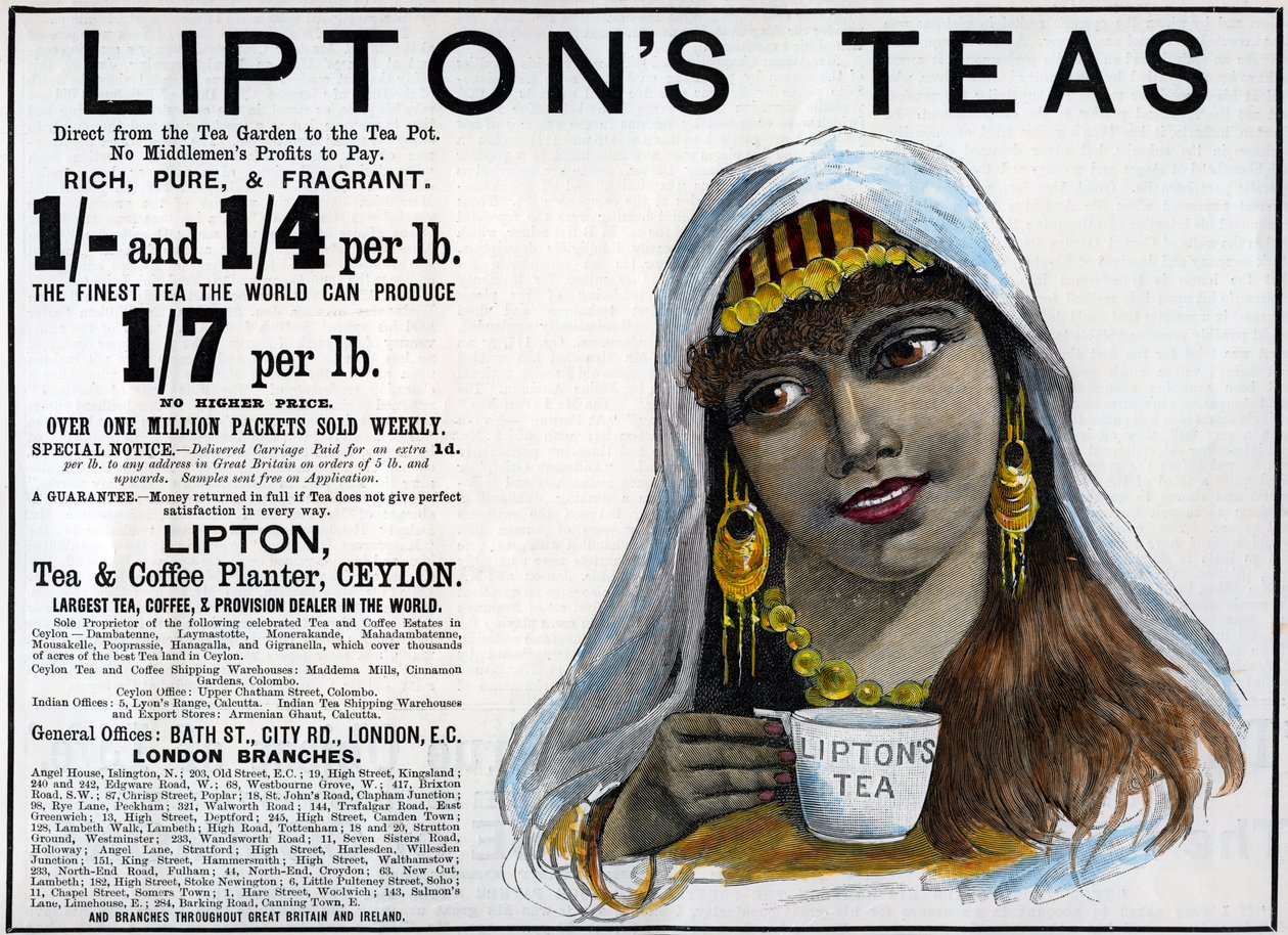 Pubblicità del tè Lipton, 1893 da Unbekannt