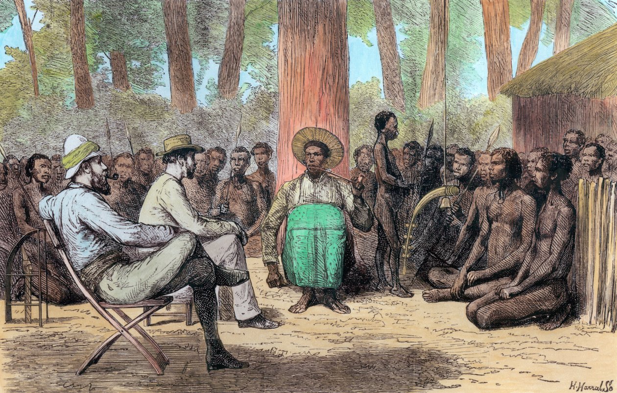 La ricezione del tenente Verney Lovett Cameron da Katende, XIX secolo da Unbekannt