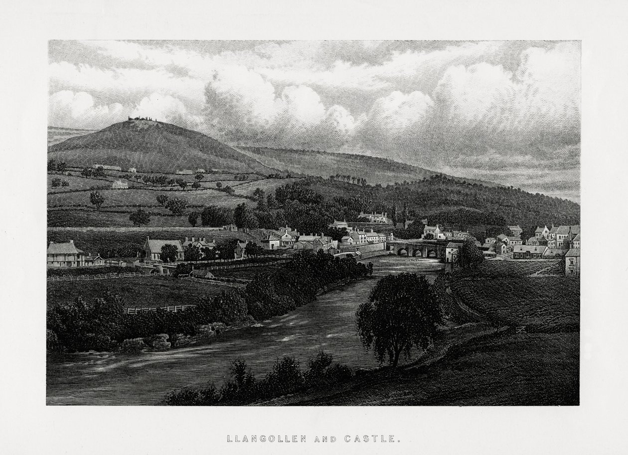 Llangollen e castello, Denbighshire, Galles del nord, 1896 da Unbekannt