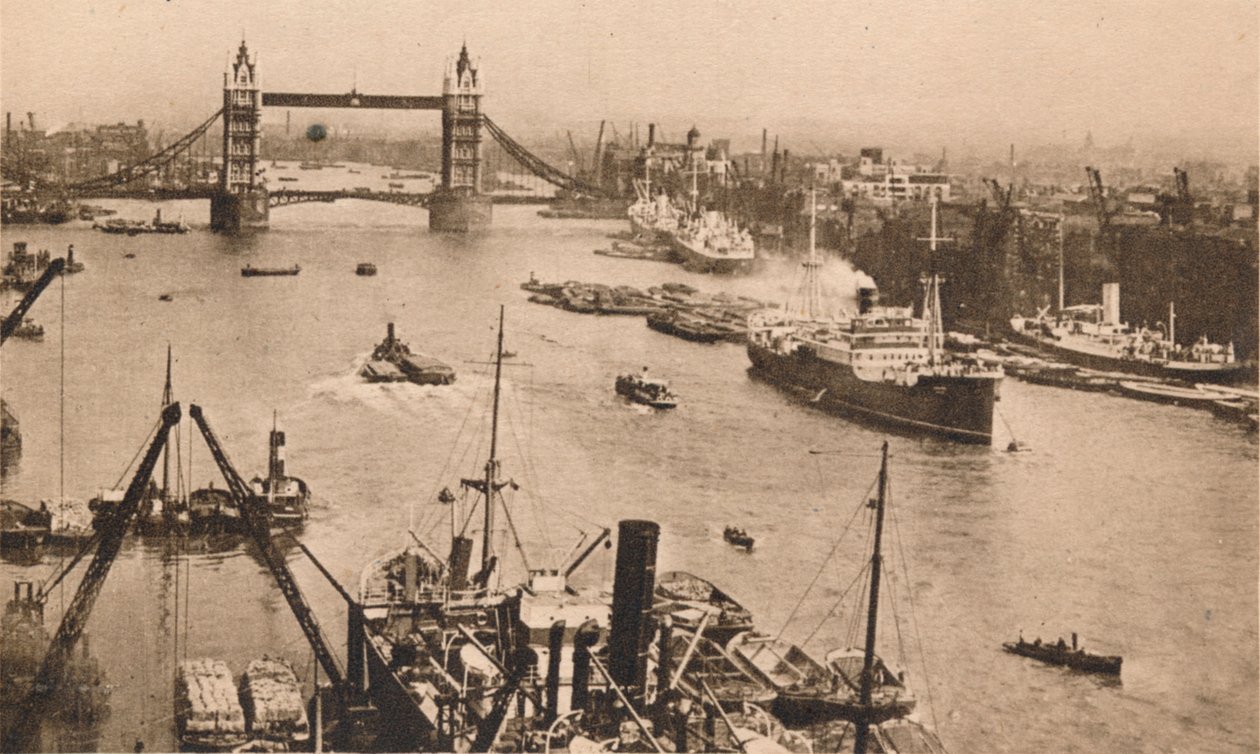 Londra - Tower Bridge e il Pool, c. 1910 da Unbekannt