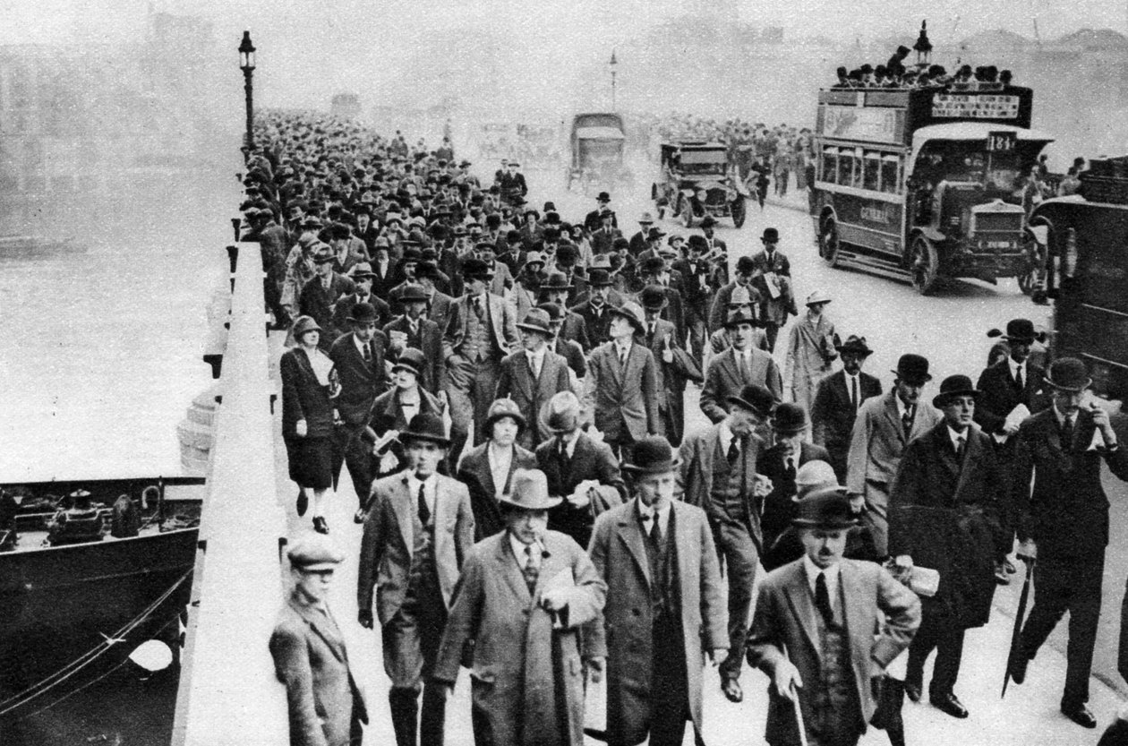 Ora di punta al London Bridge, Londra, 1926-1927 da Unbekannt