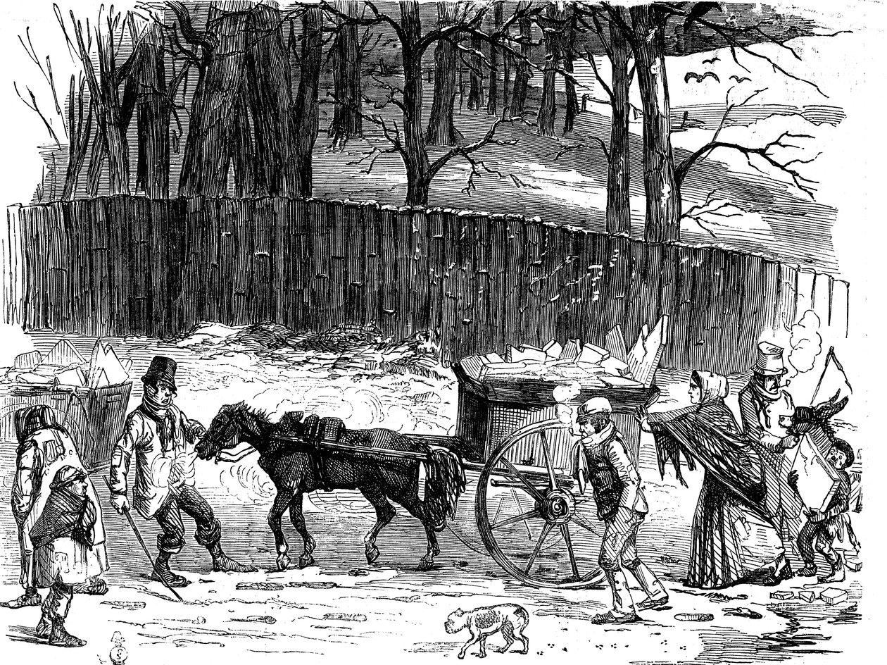 Carri del ghiaccio a Londra, 1850 da Unbekannt