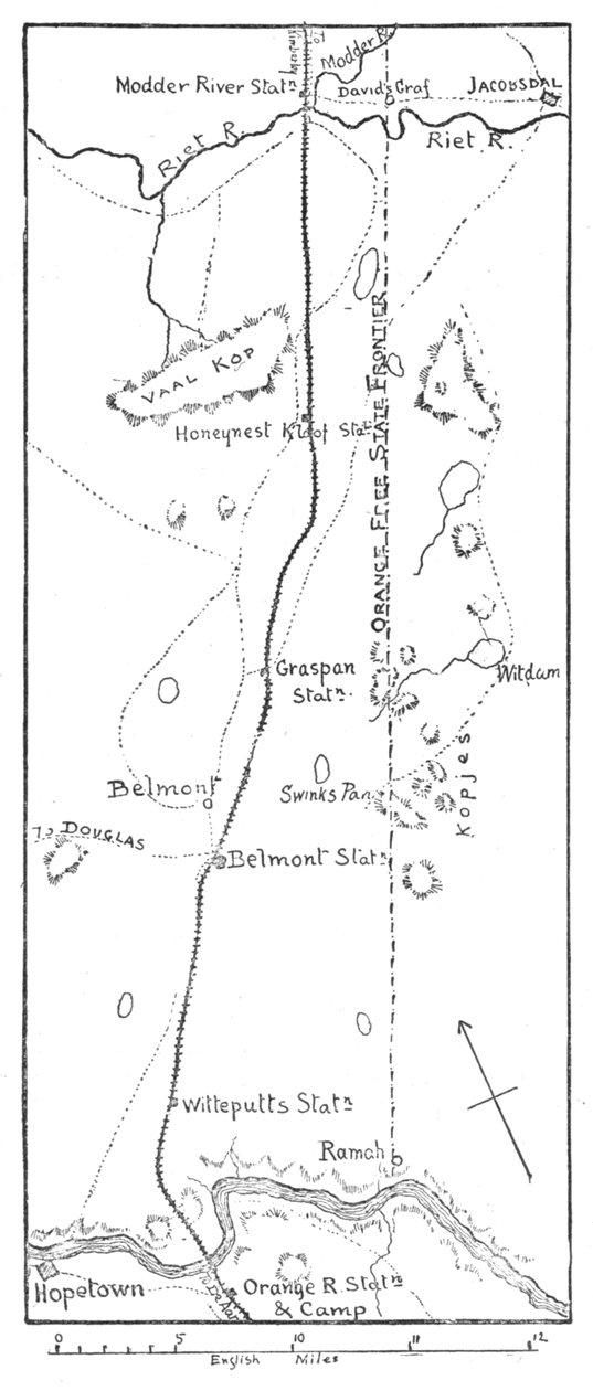Linea di avanzamento di Lord Methuen al fiume Modder, 1902 da Unbekannt