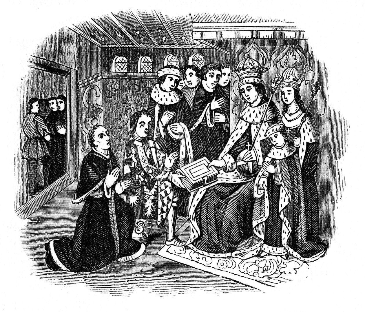 Lord Rivers e Caxton davanti a Edoardo IV, XV secolo, 1910 da Unbekannt