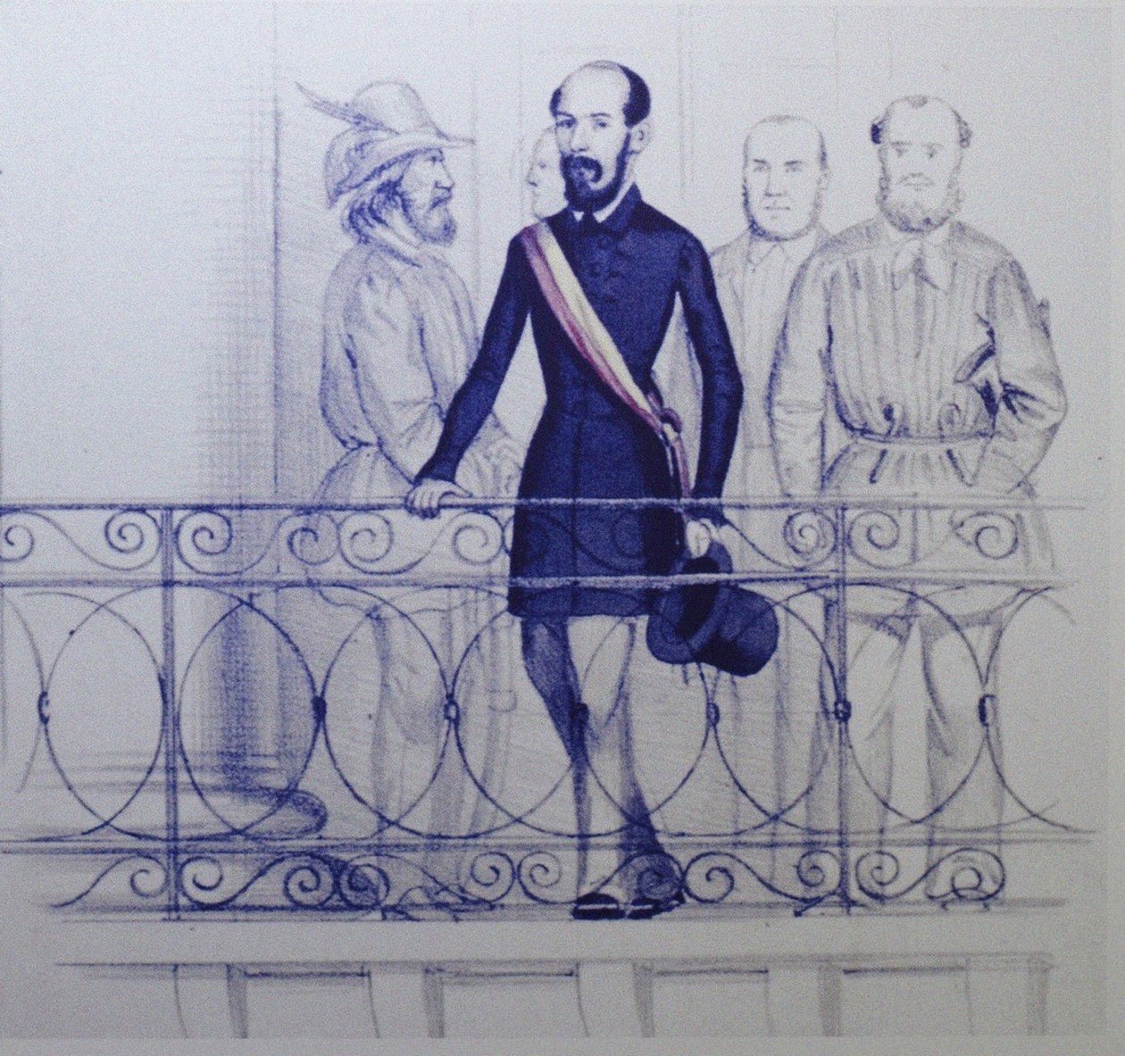 Lorenzo Brentano sul balcone del Rathaus a Karlsruhe da Unbekannt