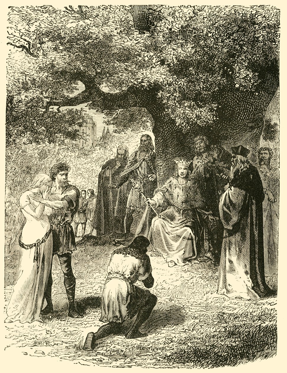 Luigi IX, dispensando giustizia nella foresta di Vincennes, XIII secolo, 1890 da Unbekannt