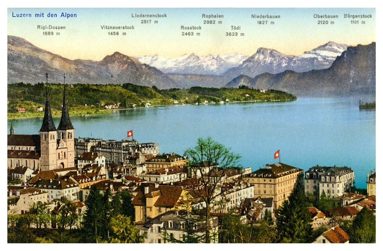 Lucerna e le Alpi, Svizzera, XX secolo da Unbekannt