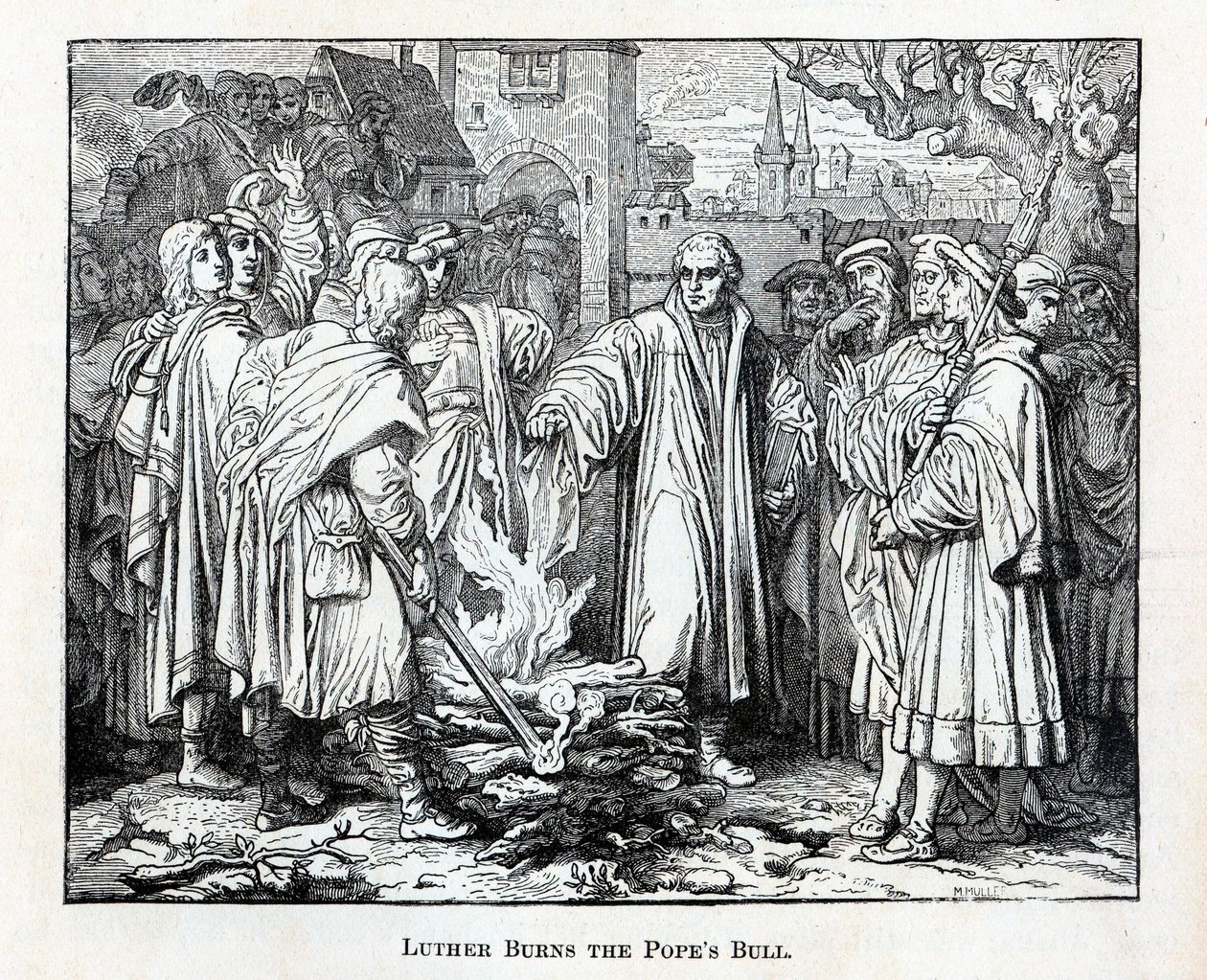 Lutero Brucia la Bolla Papale, 1882 da Unbekannt