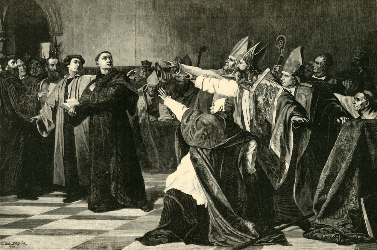 Lutero alla Dieta di Worms, 1521, 1890 da Unbekannt