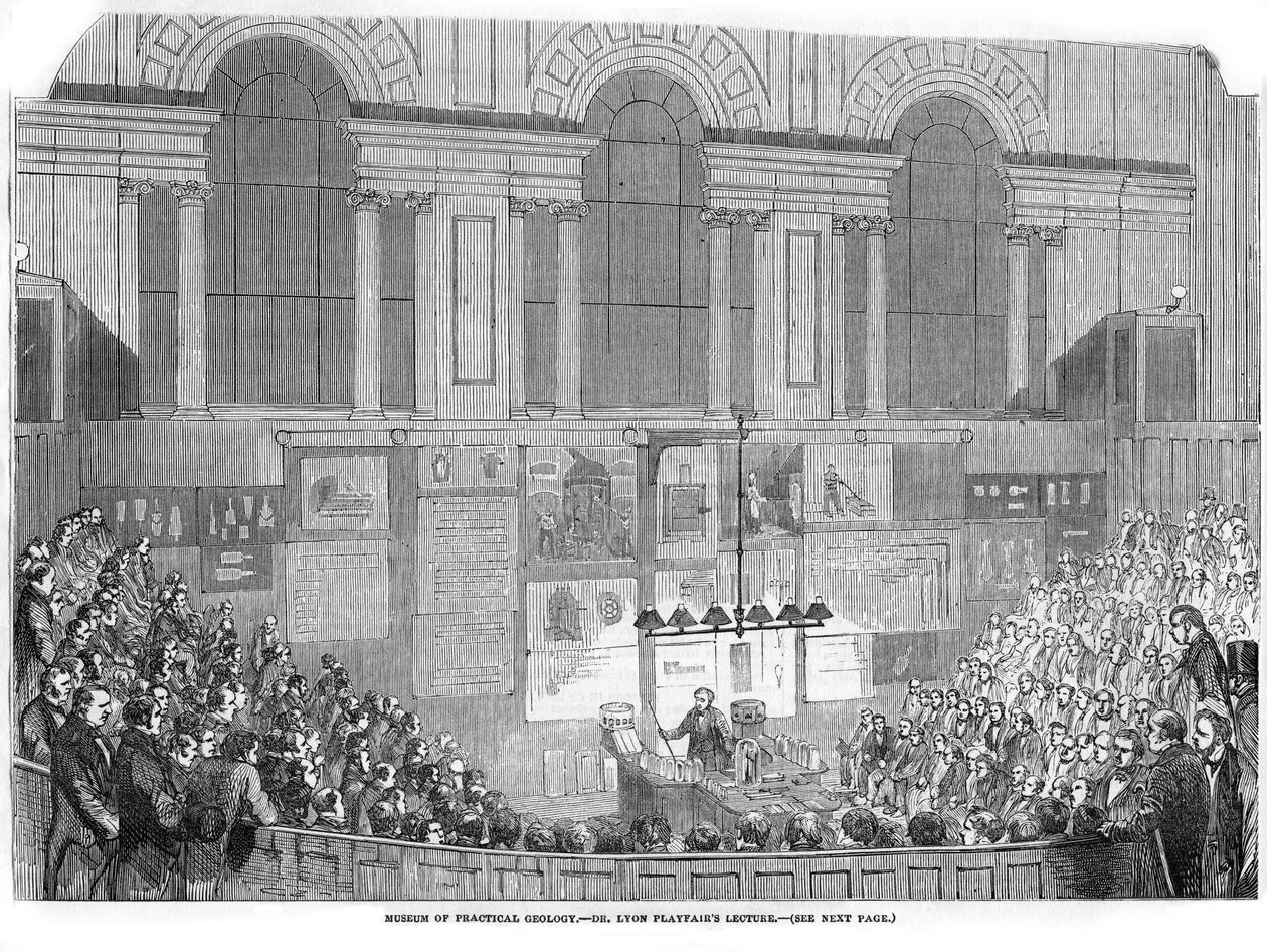 Lyon Playfair, chimico e politico scozzese, in una lezione, 1852 da Unbekannt