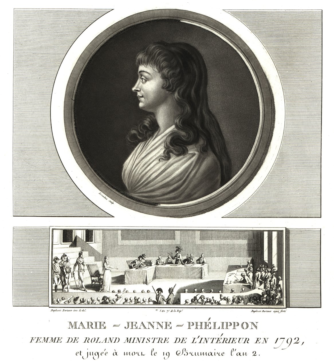 Madame Roland o Marie-Jeanne Phelippon (1754-1793), Girondina, insieme al marito Jean-Marie Roland de la Platiere da Unbekannt