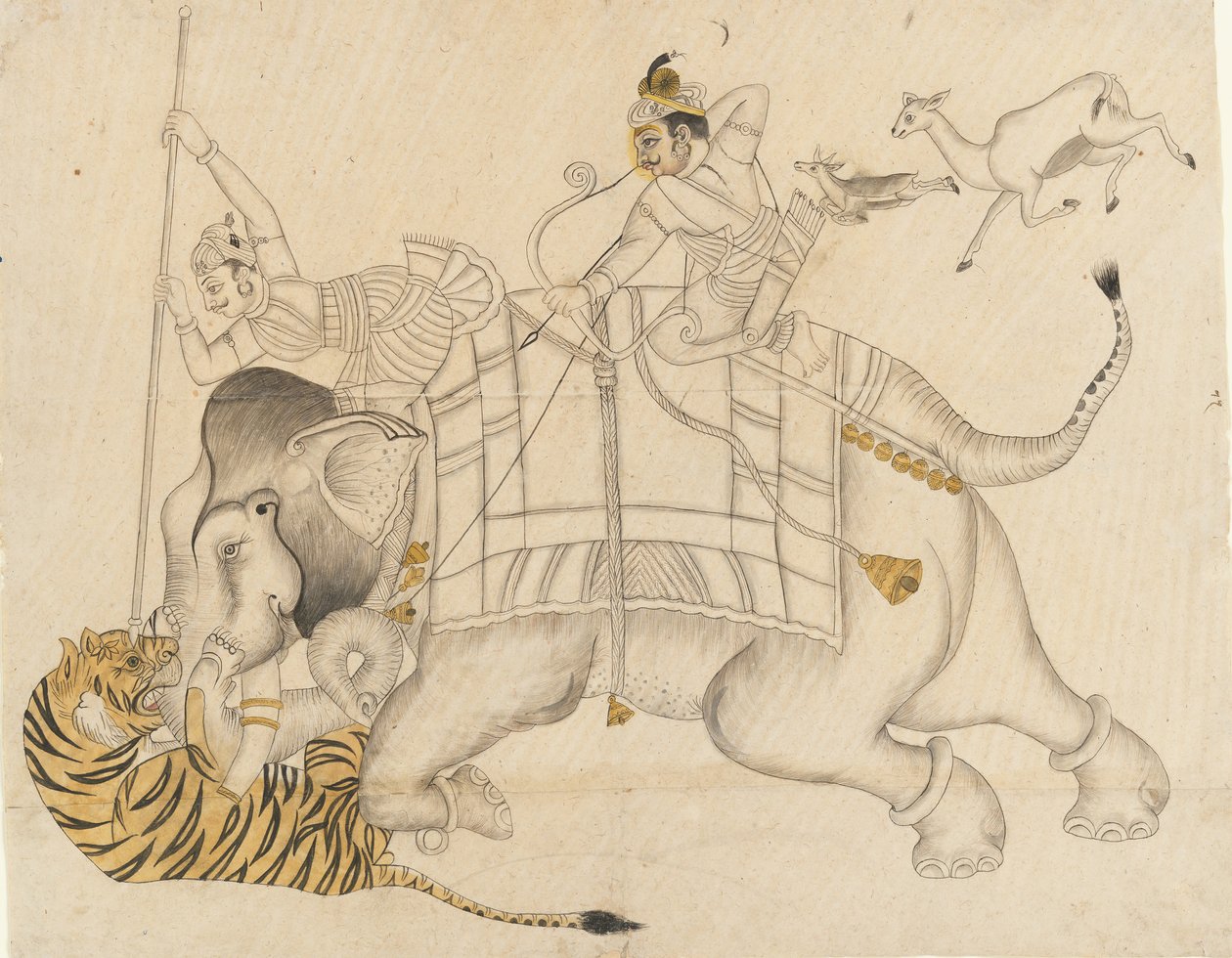 Maharao Shatru Sal II che caccia una tigre da Unbekannt