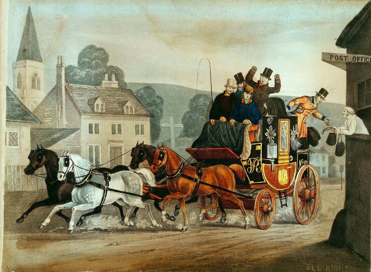 Diligenza sulla tratta Bath-Londra, c. 1840 da Unbekannt
