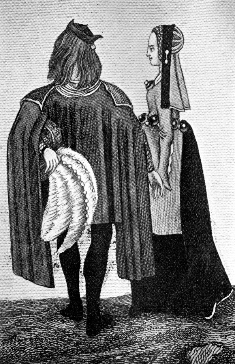 Costume maschile e femminile, fine XV-inizio XVI secolo, 1910 da Unbekannt