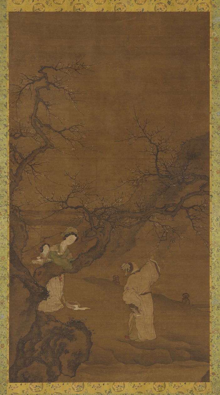 Uomo e donna che godono dei fiori di prugna, dinastia Ming o Qing, XV-XVIII secolo da Unbekannt