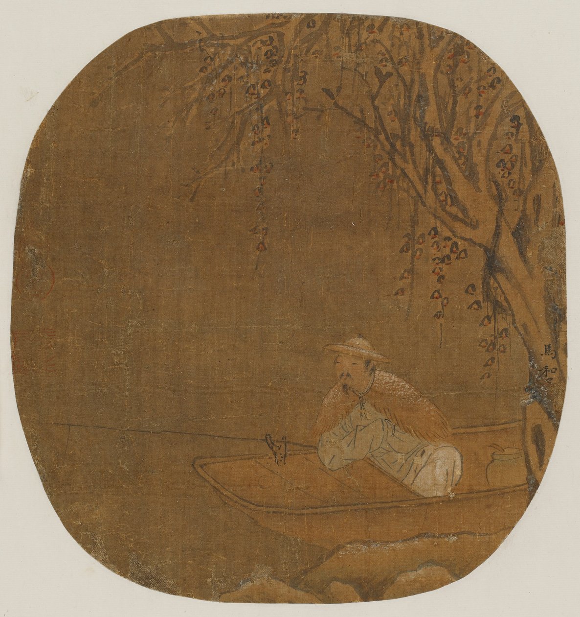 Uomo che pesca da una barca sotto un albero, forse dinastia Ming, 1368-1644 da Unbekannt