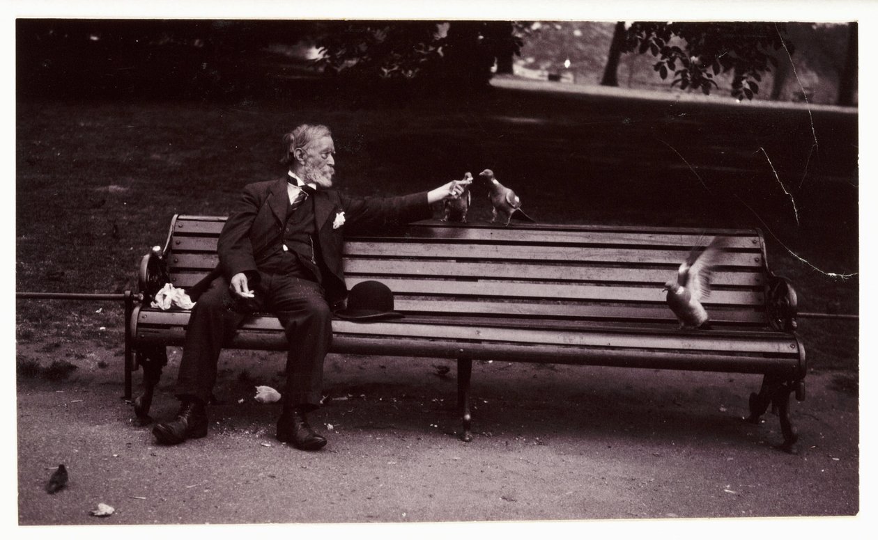 Uomo su una panchina del parco, c 1920 da Unbekannt