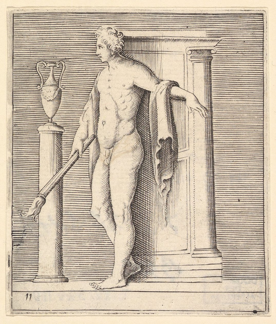 Uomo con Torcia alla Porta del Tempio da Unbekannt