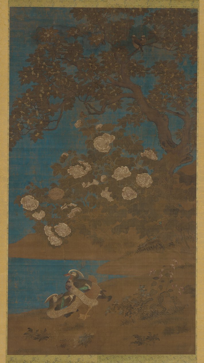 Anatre mandarine e fiori, dinastia Ming o Qing da Unbekannt