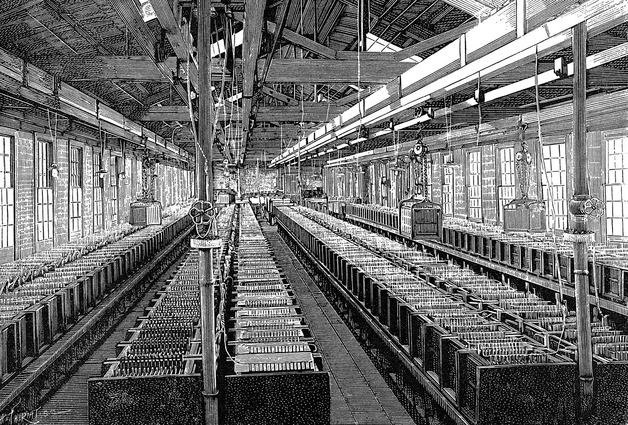 Fabbricazione di batterie elettriche, USA, 1887 da Unbekannt
