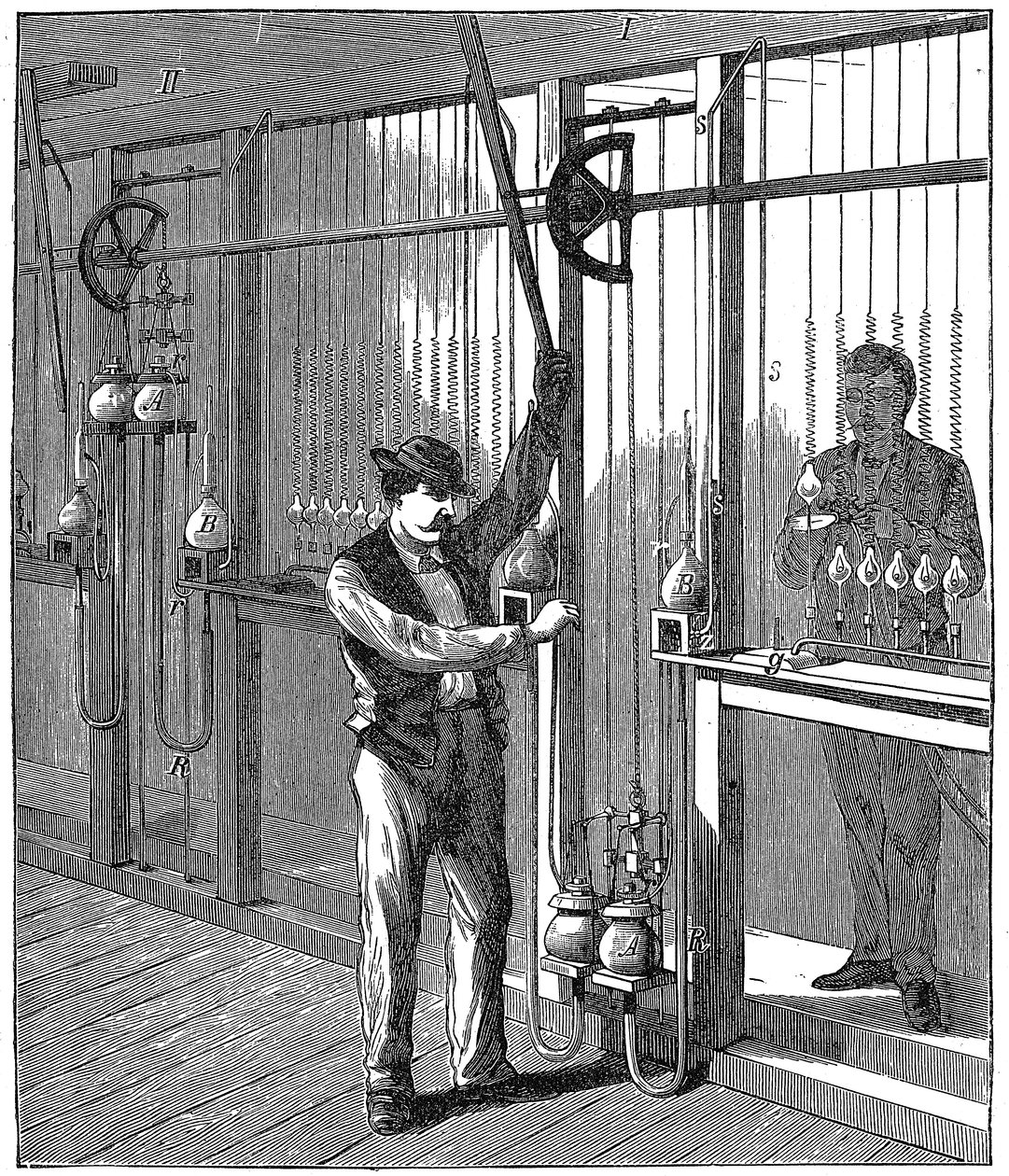 Produzione di lampadine elettriche, c1883 da Unbekannt