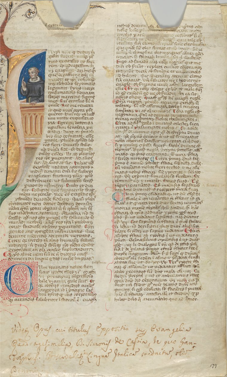 Foglio di manoscritto, XIV secolo da Unbekannt