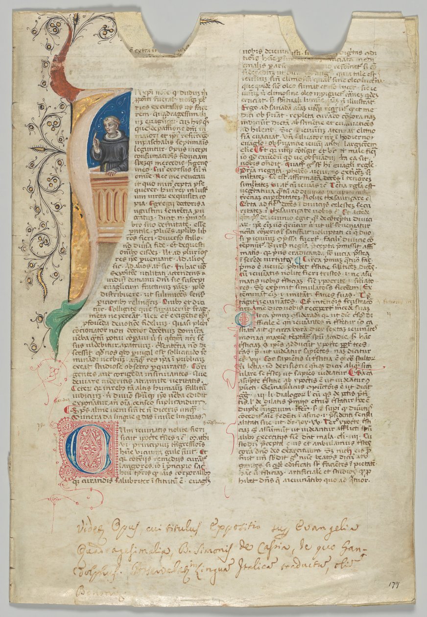 Foglio di manoscritto, italiano, XIV secolo da Unbekannt