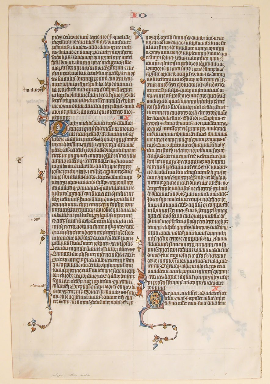 Foglio di manoscritto da una Bibbia da Unbekannt