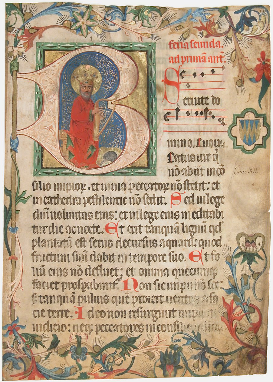 Foglio di manoscritto da un messale, fine XV secolo da Unbekannt