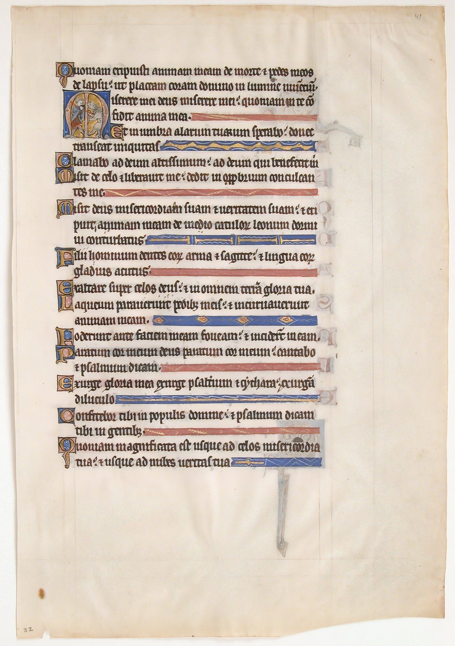 Foglio di manoscritto da un Salterio reale, britannico, XIII secolo da Unbekannt