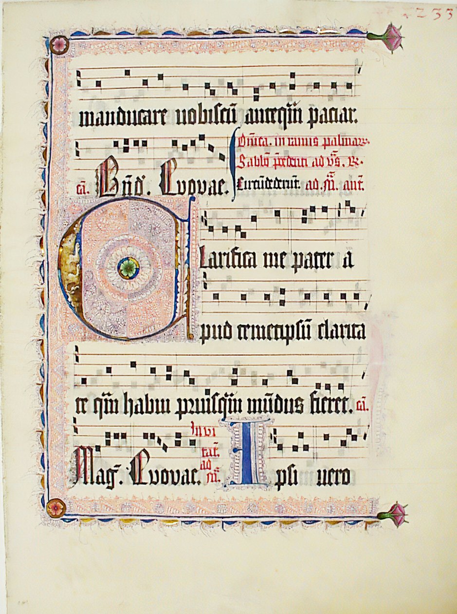 Foglio di manoscritto con iniziale C, da un Antifonario, tedesco da Unbekannt