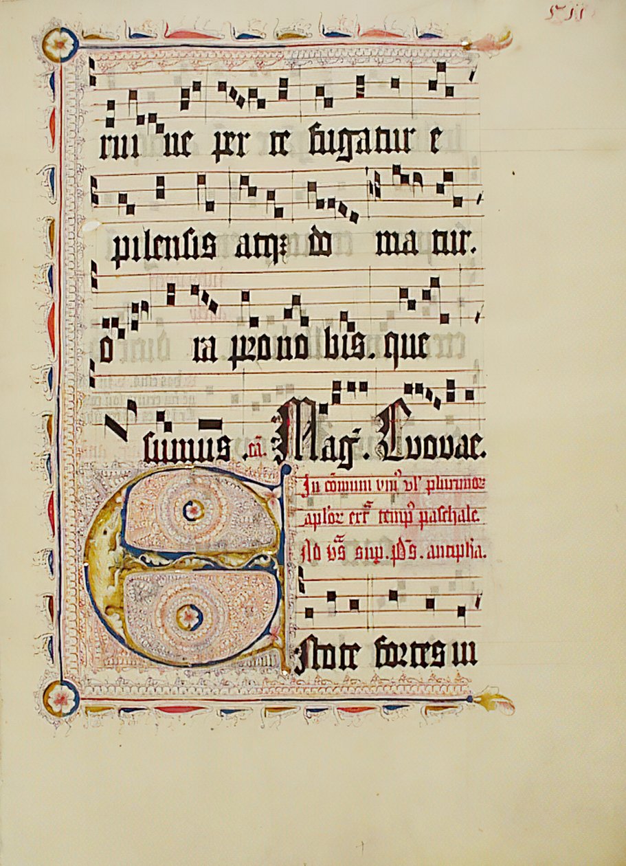 Foglio di manoscritto con iniziale E, da un antifonario, tedesco, secondo quarto del XV secolo da Unbekannt