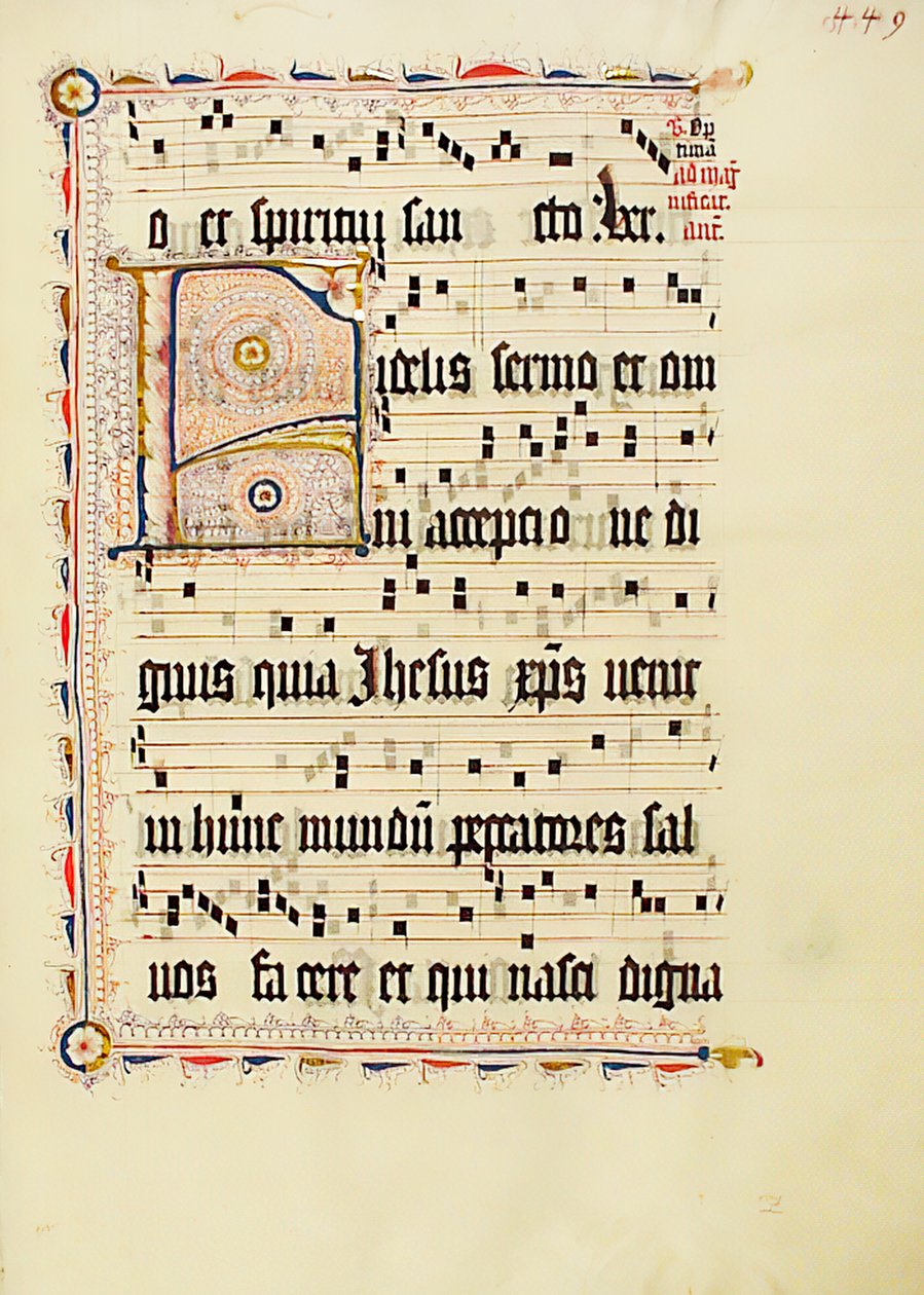 Foglio di Manoscritto con Iniziale F, da un Antifonario da Unbekannt