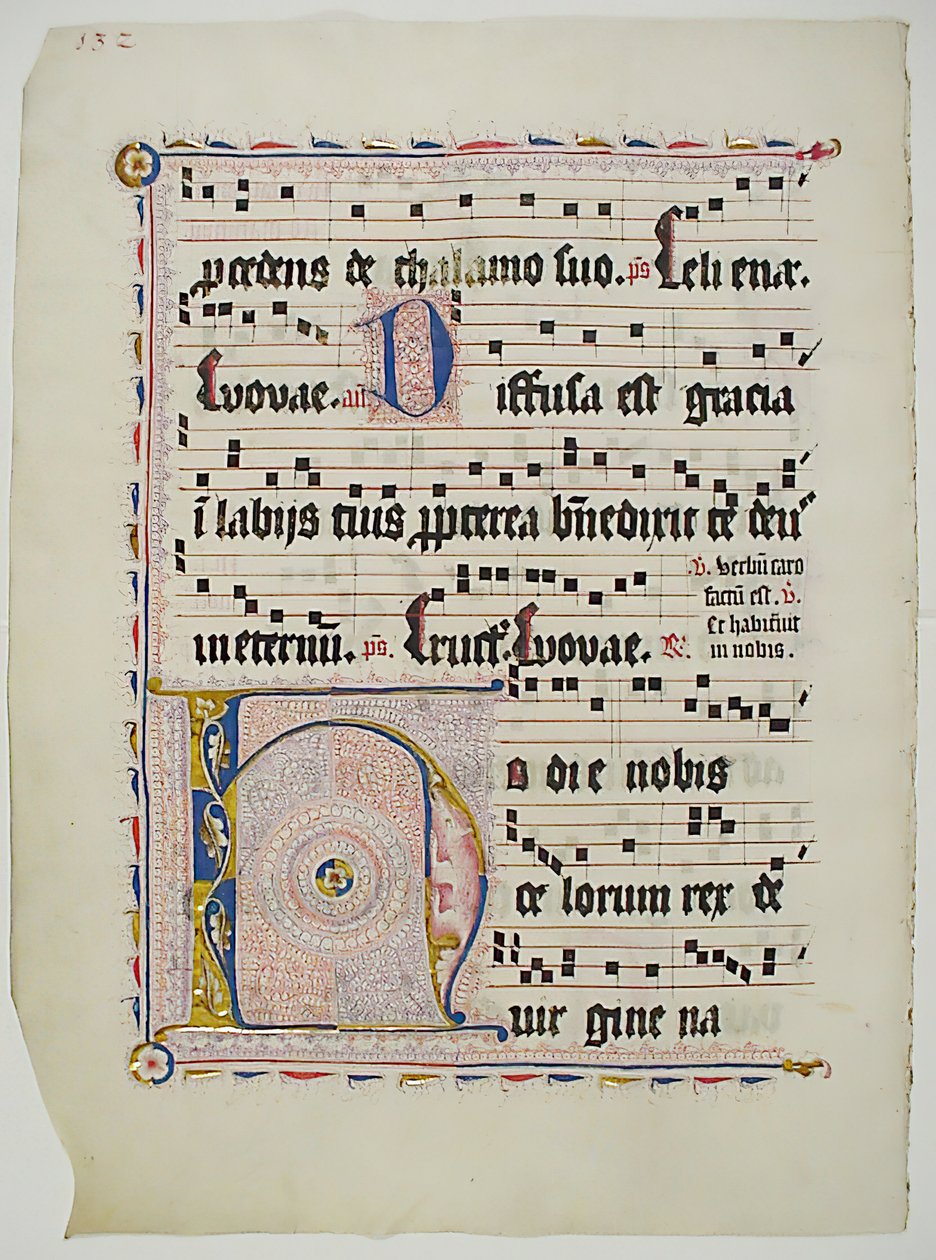 Foglio di manoscritto con iniziale H, da un Antifonario, tedesco, secondo quarto del XV secolo da Unbekannt