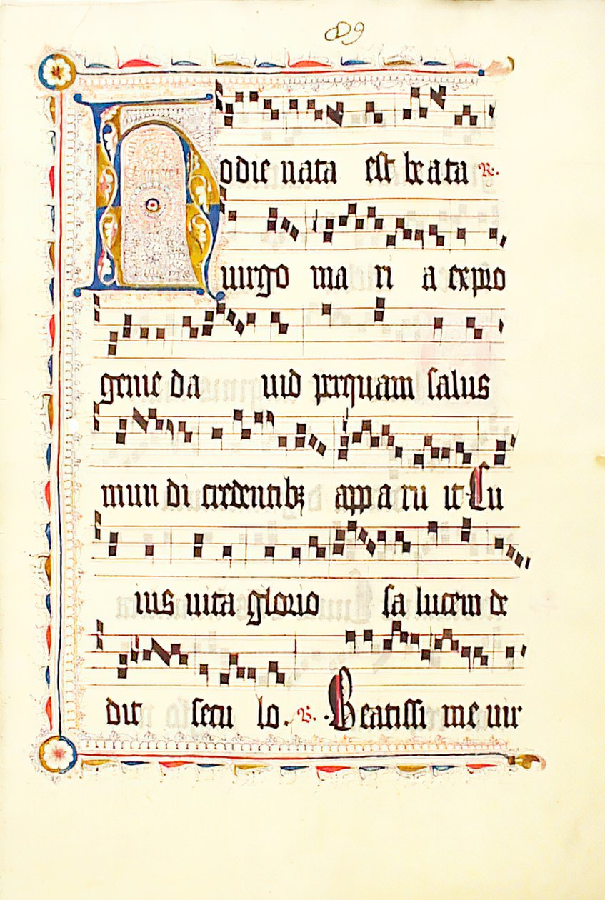 Foglio di manoscritto con iniziale H, da un Antifonario, tedesco, secondo quarto del XV secolo da Unbekannt