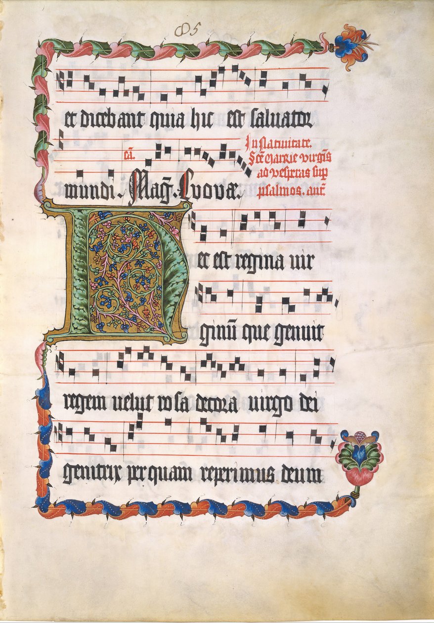 Foglio di manoscritto con iniziale H, da un antifonario, tedesco da Unbekannt