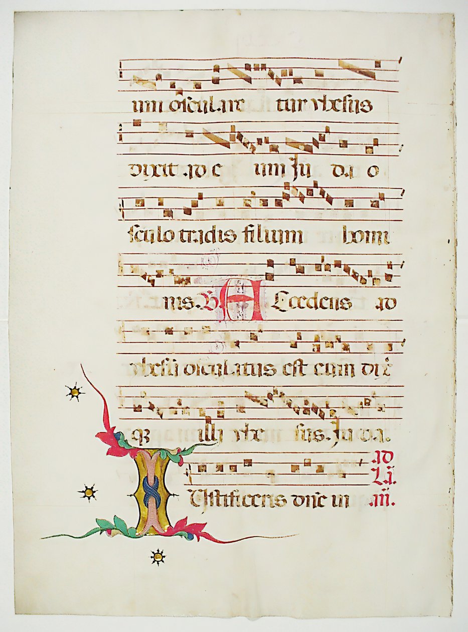 Foglio di Manoscritto con Iniziale I, da un Antifonario, Italiano, XV secolo da Unbekannt