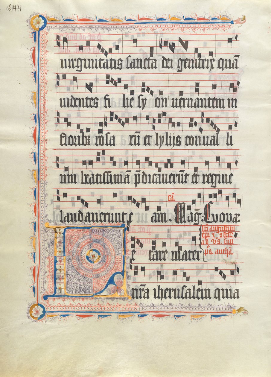 Foglio di manoscritto con iniziale L, da un antifonario, tedesco, secondo quarto del XV secolo da Unbekannt